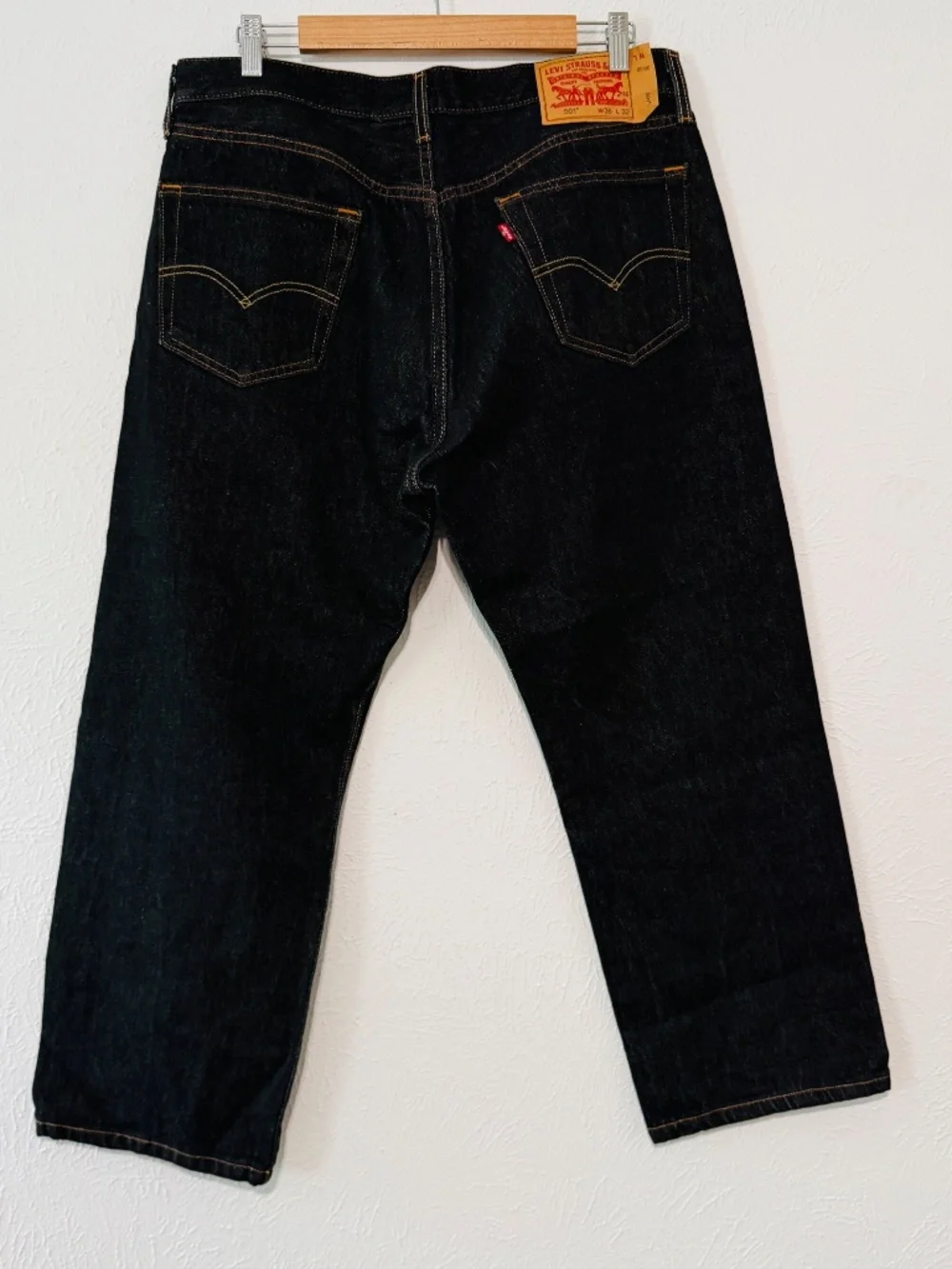 Levi Mens 501 Straight Leg Dark Blue Jeans w36 32L,